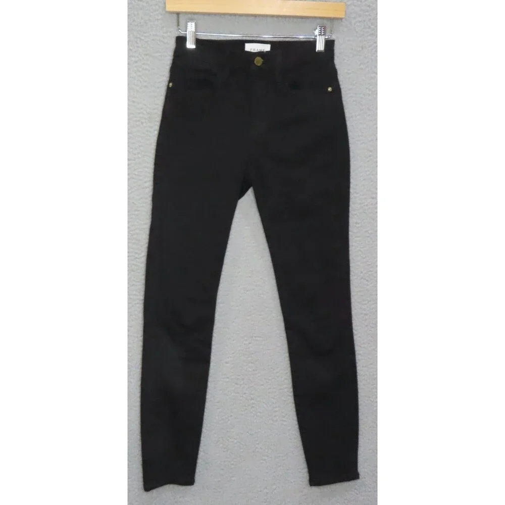 Frame Denim‎ Jeans 25 Le High Skinny Film Noir Black Mid Rise Ankle Stretch - Picture 2 of 11